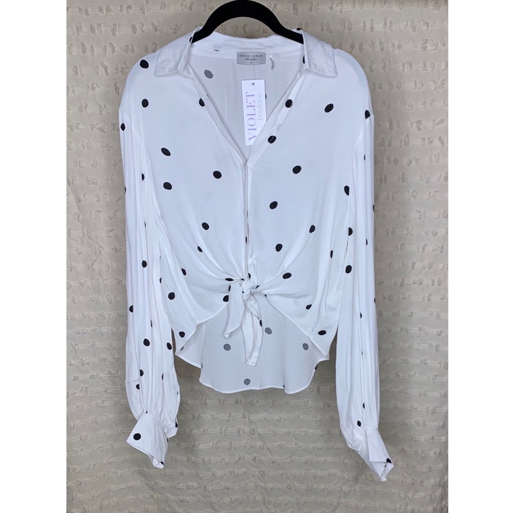 NWT Violet Boutique | Polka Dot Button Down Blouse